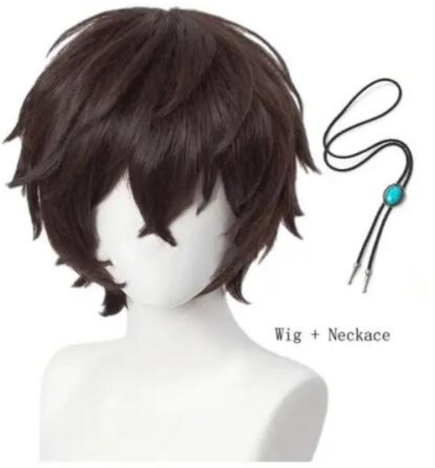 다자이 오사무 코스프레 가발 애니메이션 분고 길 잃은 개 코스프레 짧은 갈색 내열성 합성 머리 가발