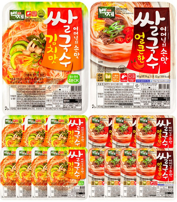 백제 쌀국수 김치맛 + 얼큰한맛 _어머님의 손맛, 16개