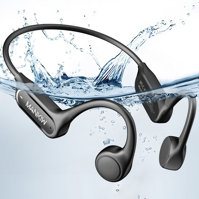 Mankiw맨큐 IPX8 방수 수영 골전도 이어폰 오픈 Swimming 내장 MP3모드 최신 블루투스 5.4, 블랙