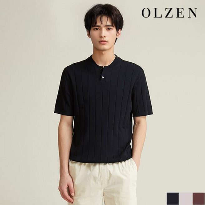 올젠 헨리넥 반팔 니트 ZOD2ER1310