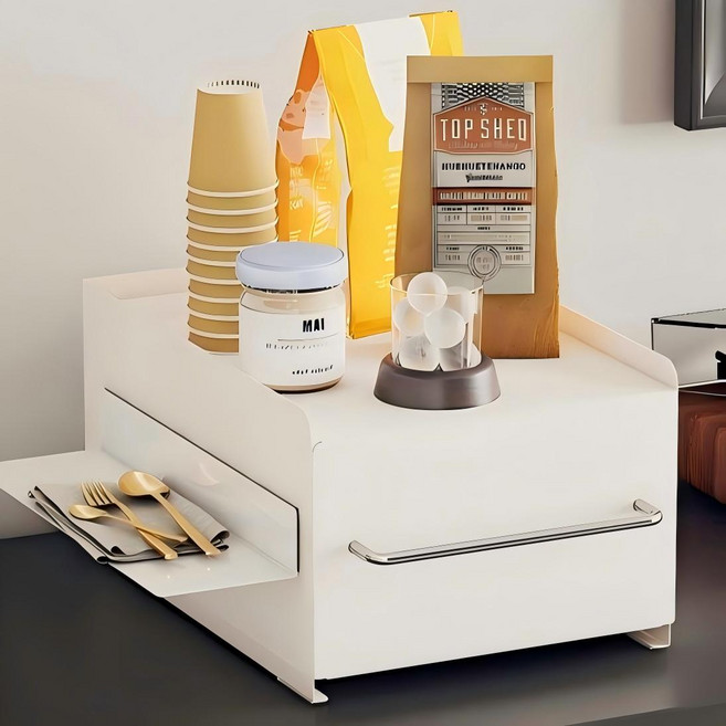 Savelio 모던 슬라이드 철제 수납함 영양제 정리함, 1개, 화이트