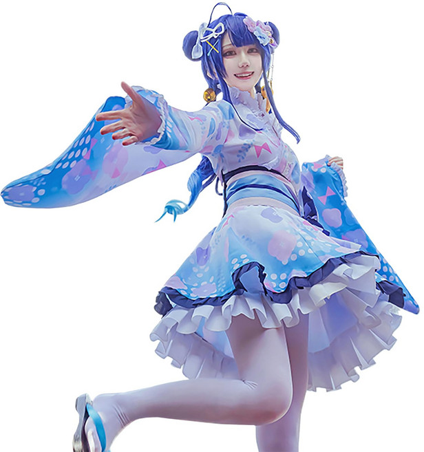 [milky time] VTuber 니지 산지 아마미야 코코로 코스프레 할로윈 유카타 새로운