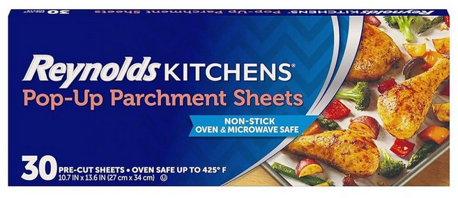 Reynolds Kitchens 팝업 양피지 시트 30개 표준 베이킹 팬 및 쿠키 시트에 적합 말림 방지 논스틱 제품 프리 컷 최대 27.3 x 34.9cm(10.7, 팝업 시트