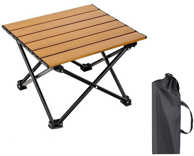 경량 캠핑 롤테이블 야외 휴대용 접이식 테이블, 브라운