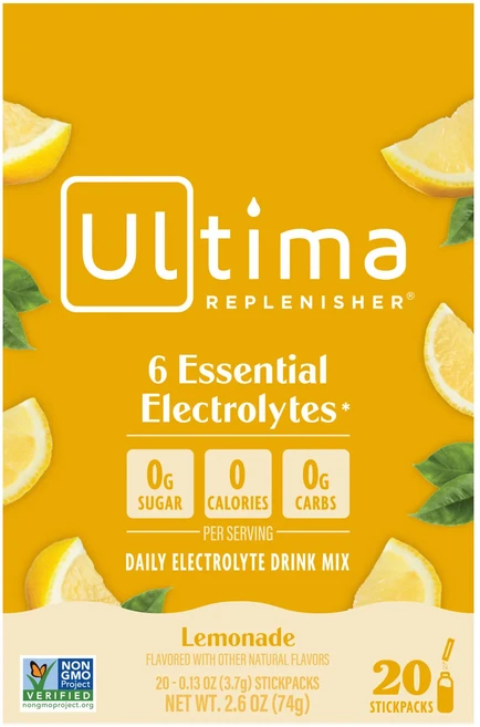 효과가 좋은 Ultima Replenisher 일일 전해질 드링크 믹스 레모네이드 스틱팩 20개 각 3.7g(0.13oz) 최저가격, UltimaReplenisher일일전해질드링크믹스레모네 - 쿠팡