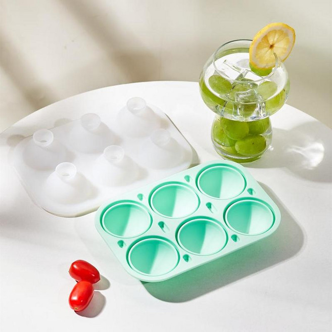 ASDSA 食品級矽膠製冰盒 冰球製冰模具 家用冰格, HJT - 1313淡奶綠注水球形冰格, 1個