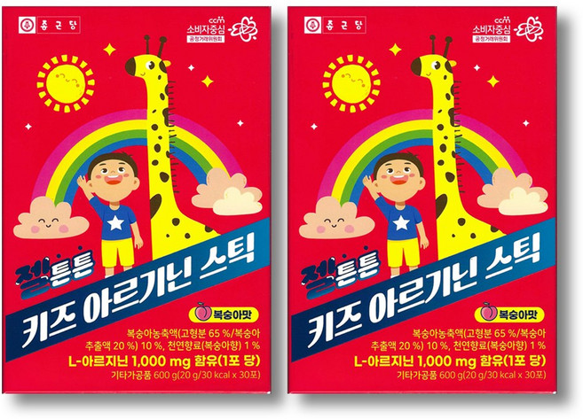 종근당 젤튼튼 키즈 아르기닌 스틱, 2개, 600g