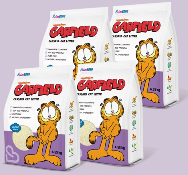 가필드 응고형 고양이 모래, 4.55kg, 4개, 굵은 입자