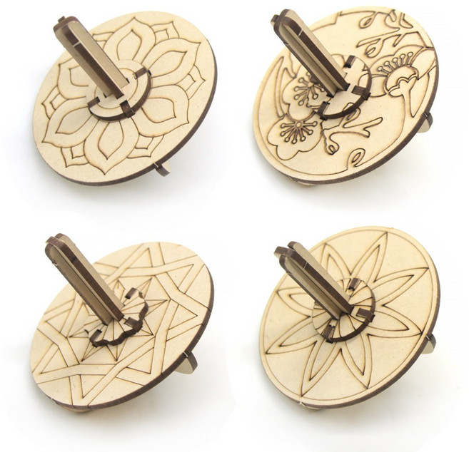 나무팽이 팽이만들기 전통문양팽이 전통놀이 색칠놀이 만들기재료, 문양나무팽이(A), 1개