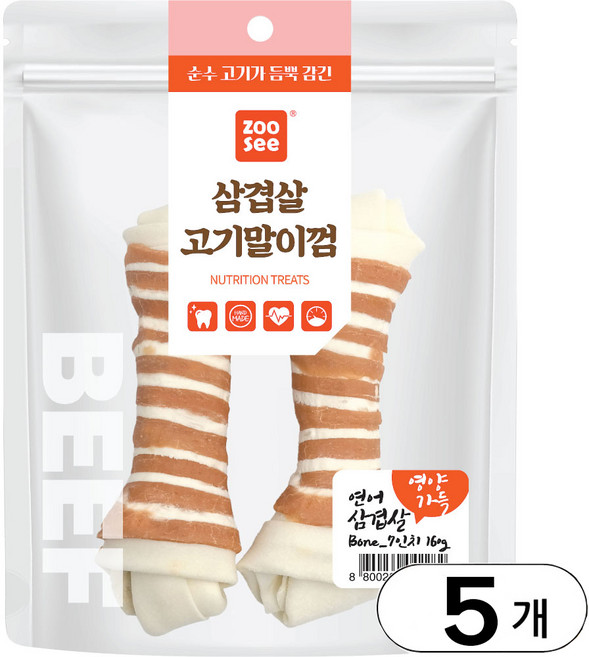 쥬시 삼겹고기말이껌 강아지수제간식, 160g, 5개, 연어 본 대(2P)