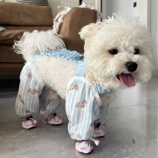 강아지일체형신발 강아지장화 레인부츠 산책 방수, 1개, 블루 푸드