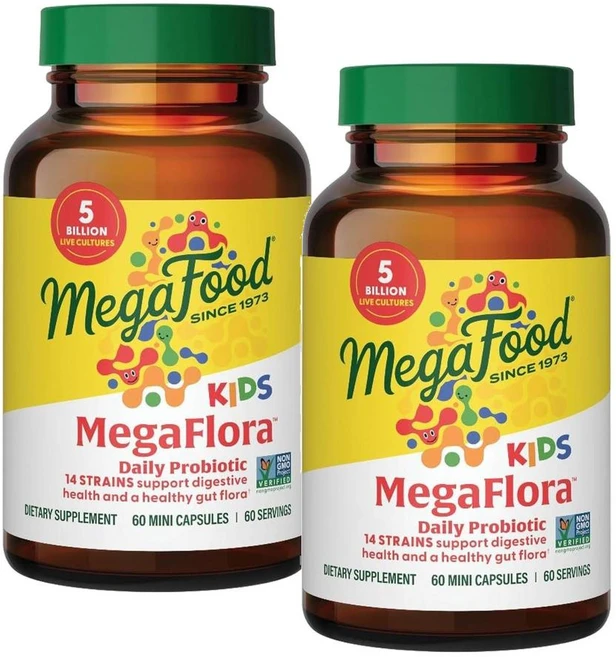 메가푸드 키즈 메가플로라 프로바이오틱 50억 유산균 캡슐 MegaFood Kids MegaFlora Probiotics, 2개, 60정 - 쿠팡