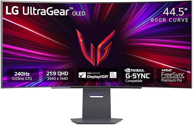 LG 45GS95QE 울트라기어 OLED 곡선형 게이밍 모니터 45인치 WQHD 800R 240Hz 0.03ms DisplayHDR 트루 블랙 400 AMD FreeSync 프