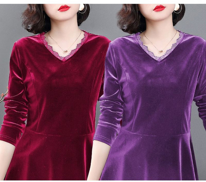 봄 가을 1+1 중년 여성 긴팔 티셔츠 캐주얼 레깅스 상의 루즈핏 엄마 긴팔티 기질 벨벳 브이넥 티셔츠 CY