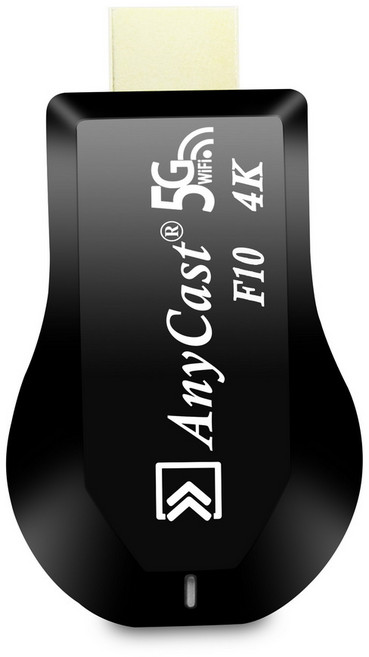 AnyCast F10四核心 雙頻5G全自動無線影音電視棒(附4大好禮) 4K高畫質無線投影, 1套, 黑