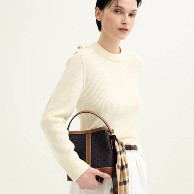 닥스 DCBA6E868W3 SAINT BARNET 브라운 세인트바넷 DD패턴 가죽배색 버킷백 S DVB921 FQX414