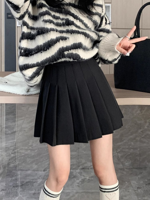 大碼咖色百褶裙半身裙女秋冬2024新款高腰顯瘦百褶學院風a字短裙