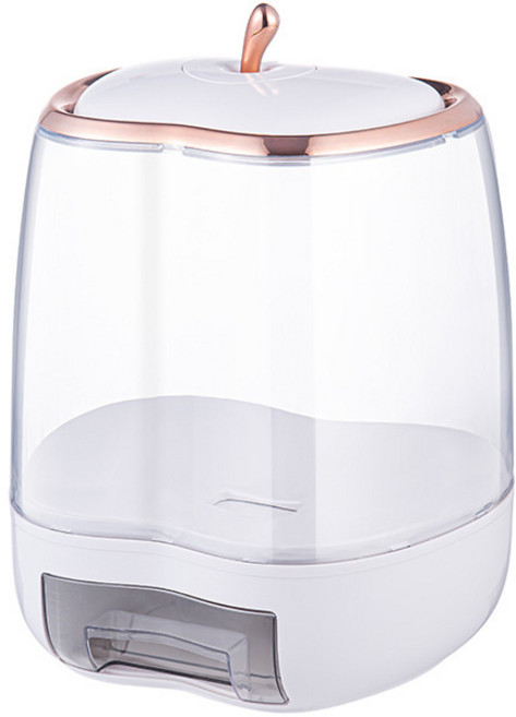 압착식 플라스틱 쌀저장통 방습방진 사과형 오곡잡곡수납통 주방밀폐미통, 아이보리, 라지 10kg, 1개