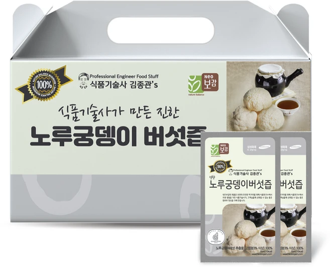 네오보감 식품기술사 김종관's 함량 높은 진한 노루궁뎅이버섯즙, 30개, 80ml - 쿠팡