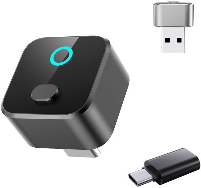 미니 무선 스마트 자동차 어댑터 애플 안드로이드 오토 2in1 원형 무선 차량용 미러링(화면전송) 어댑터, 검정색, CA525-M2