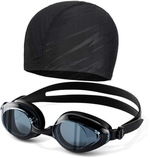 로드브릿지 안티포그 수경 스판수모 세트, 블랙, 1세트