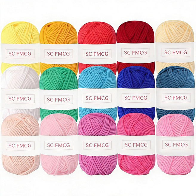SC FMCG 컬러풀 털실 뜨개실, 15개, 01세트