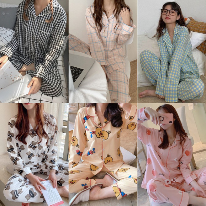 가을 긴팔 셔츠 잠옷 세트 상하의 세트