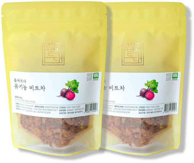 올바르다 유기농 비트차, 2개, 1개입, 60g