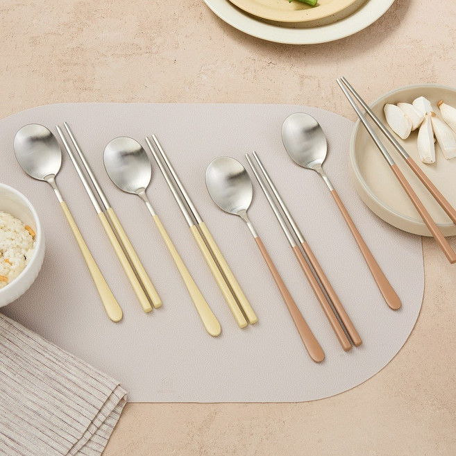 모던하우스 ON 마일드 한수저 4벌세트, 1개, 숟가락 4p + 젓가락 4p, 카라멜브라운