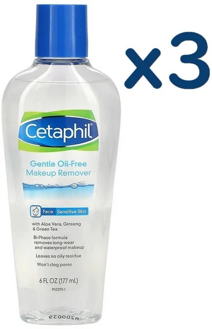Cetaphil 세타필 젠틀 오일프리 메이크업 리무버 177ml x3팩 for Sensitive Skin - 쿠팡