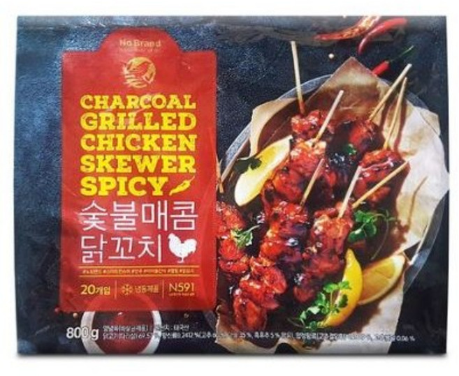 노브랜드 숯불매콤닭꼬치 800g, 2개