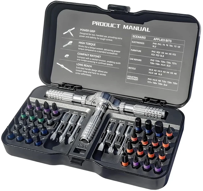 24 in 1 마그네틱 드라이버 세트 다기능 탈착식 손잡이가 있는 DIY 래칫 키트, 01 40 in 1, 1개