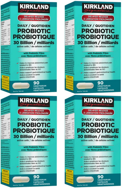 캐나다직송 커클랜드 데일리 프로바이오틱 300억 Kirkland Signature Daily Probiotic 30 Billion 90 Vegetarian Capsules, 4개, 90정