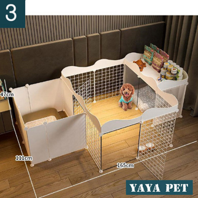 YAYA PET 강아지 펜스 올타리 하우스 화장실 안전문 수납공간 일체형, 1개