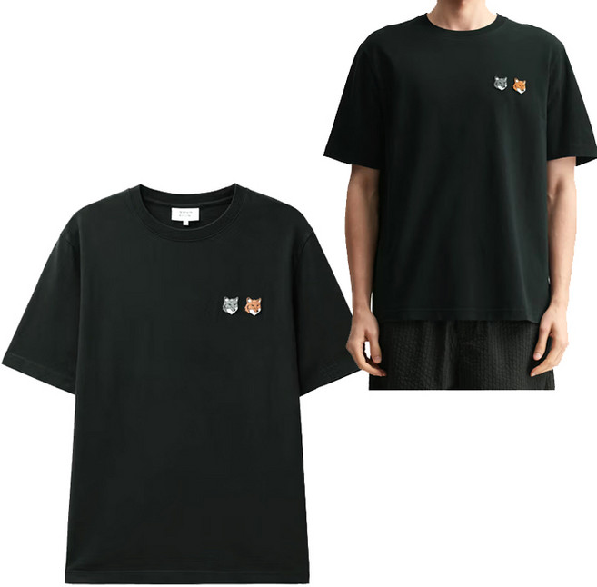 26SS 메종키츠네 더블 폭스헤드 컴포트핏 반팔티 앤트러사이트 OM011CFKJ7025 P190