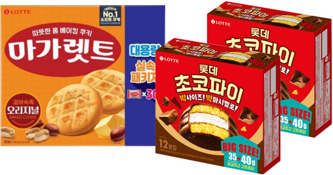 롯데 마가렛트660g 1개+초코파이480g 2개, 1개