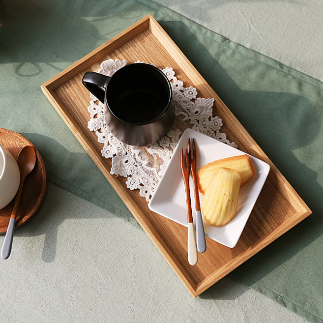 맛있는유혹 우드 직사각 후식 트레이, 내추럴