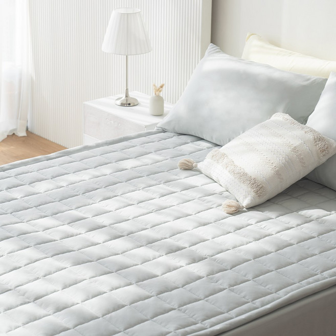 코팅블루 먼지없는 알러지케어 고정밴드 누빔 침대패드, 02.그레이