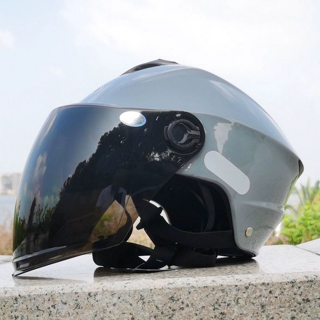 여름용 오토바이 하이바 스냅백 배달 선풍기헬멧 초경량 남녀공용 스쿠터, 패셔너블 그레이-차콜