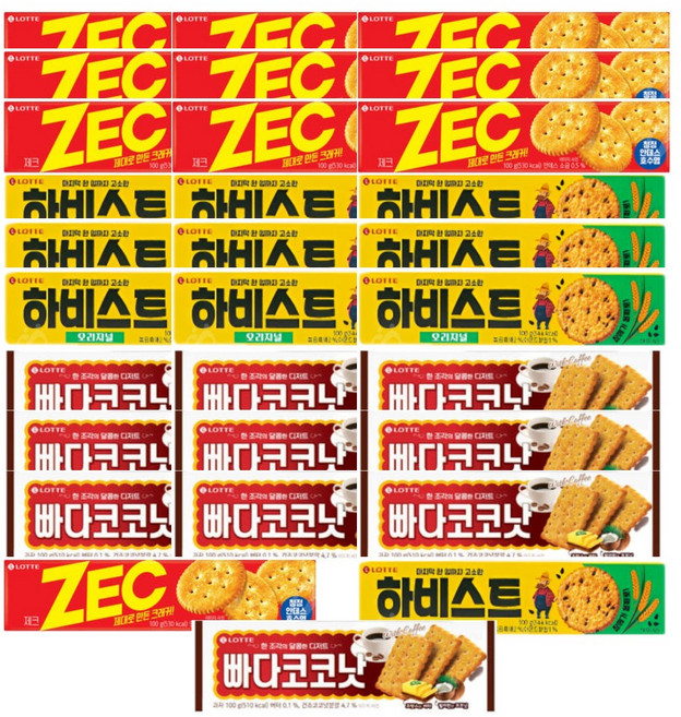 단짠 비스켓 곽과자 3종 세트 빠다코코넛100g+제크100g+하비스트100g 각 4개씩 총12개, 1개