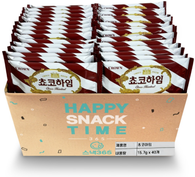 크라운 쵸코하임 개별포장 대용량간식, 40개, 15.7g