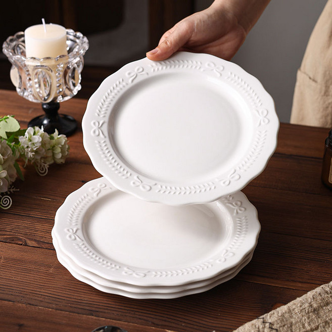 니치유 도자기 예쁜 파스타접시세트, 화이트, 20.5cm*8인치, 4개