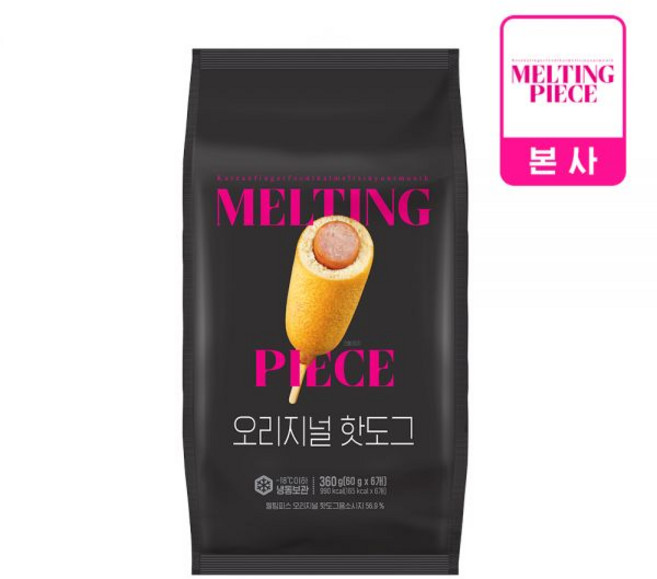 멜팅피스 오리지널 핫도그 360g 오리지널/할라피뇨/체다치즈 택1, 60g, 6개