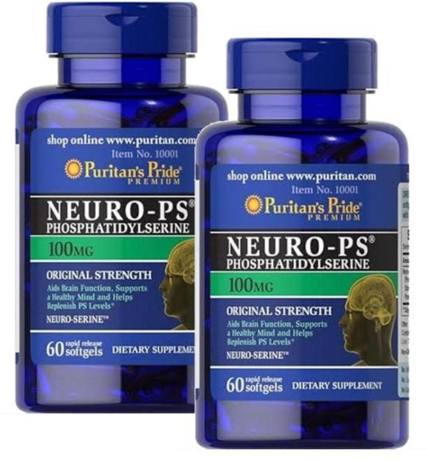 퓨리탄스프라이드 뉴로-피에스 포스파티딜세린 100mg 소프트젤 Puritans Pride Neuro-PS (Phosphatidylserine), 60정, 2개