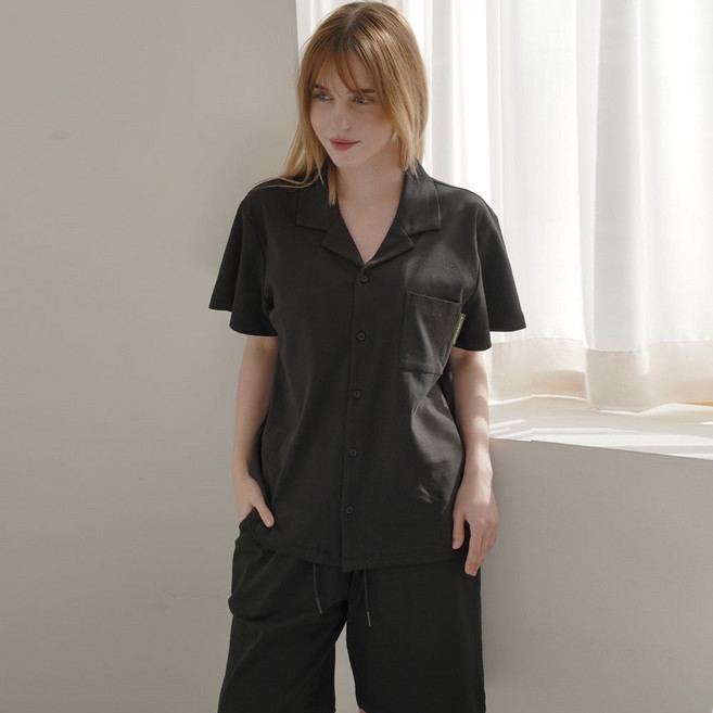 알콩단잠 S-3XL 여성잠옷 남녀공용 커플 홈웨어 면100% 반팔 반바지 파자마 세트 실내복 라운지웨어