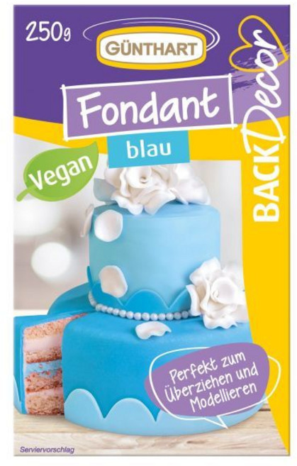 Günthart 귄트하트 백데코르 250g 블루 폰던트 100 비건 팜 오일 무첨가 찢어짐 방지 케이크 커버용 모델링용 적합 1개 묶음 1 x, 250 g (1er Pack), Blue