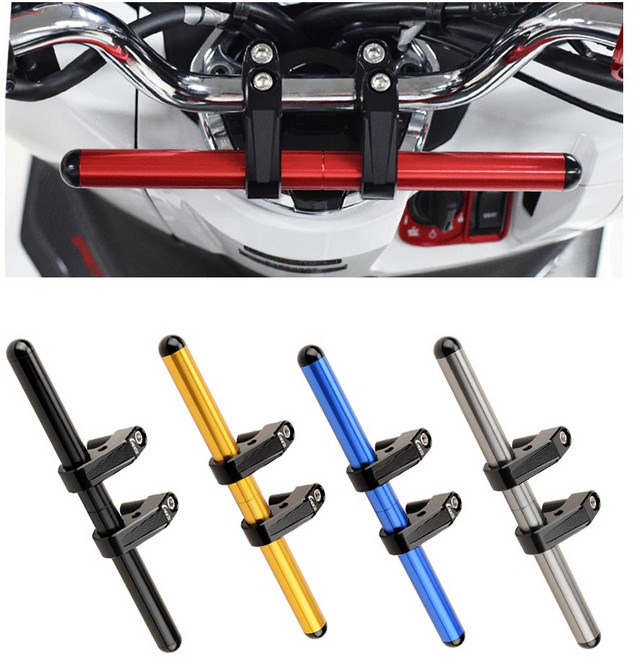 데일리쇼핑 오토바이 PCX125 PCX150 핸들크로스바 봉지걸이 브라켓 거치대 멀티바 바이크 튜닝 호환용, PCX체결식핸들바(블루2SET)