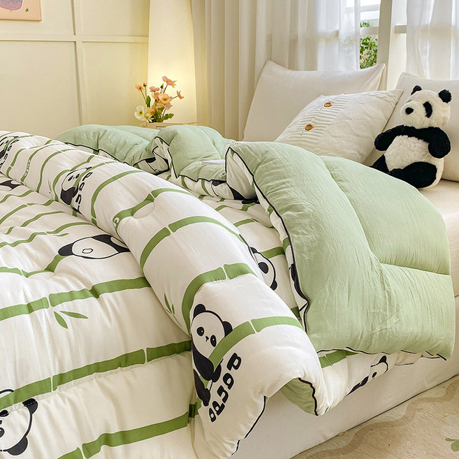 씻은 면 인쇄 겨울 이불 가을과 겨울 사계절을위한 두꺼운 코어 침구 이불, 칭이 만주, 150*200cm 3kg