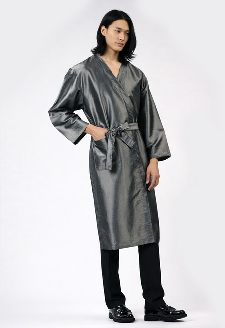 남성가운 특대 사이즈 남성용 손님가운 미용실 손님가운 에스테틱 호텔 피부관리 스파 맛사지가운, 1개, 그레이