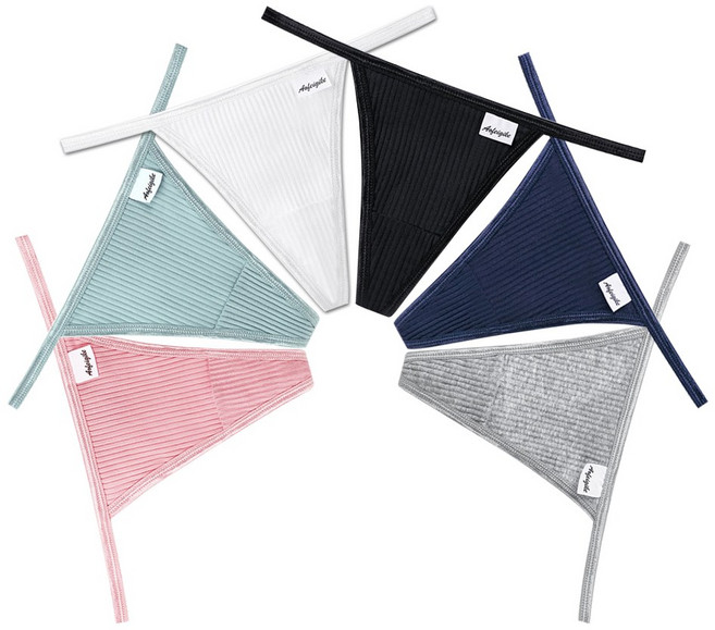 루그리 골지 끈 탄력 티팬티 6p